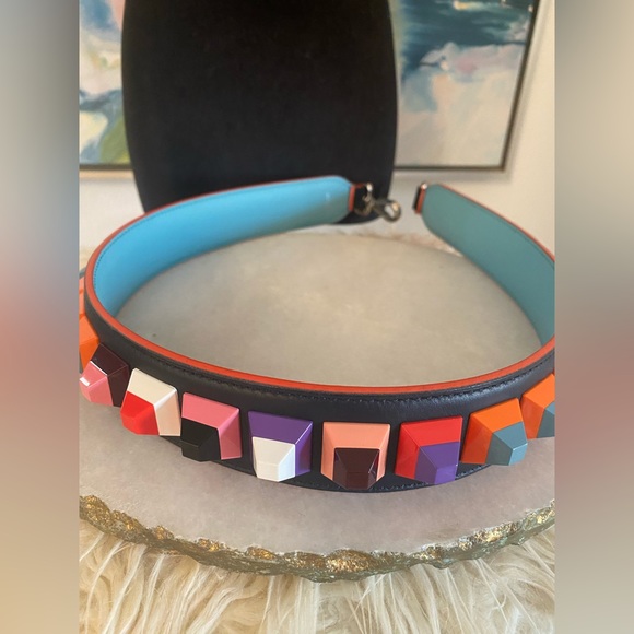 Fendi Blue / Multi Colored studded Bag Strap.Strap You. - Picture 9 of 12